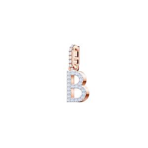 Swarovski Remix Collection Charm B, blanco, Baño en tono Oro Rosa