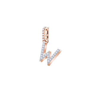 Swarovski Remix Collection Charm W, blanco, Baño en tono Oro Rosa