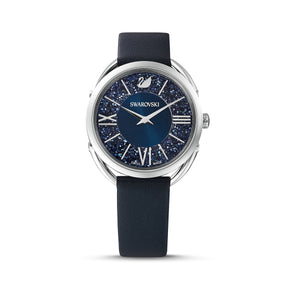 Reloj Crystalline Glam, correa de piel, azul, acero inoxidable